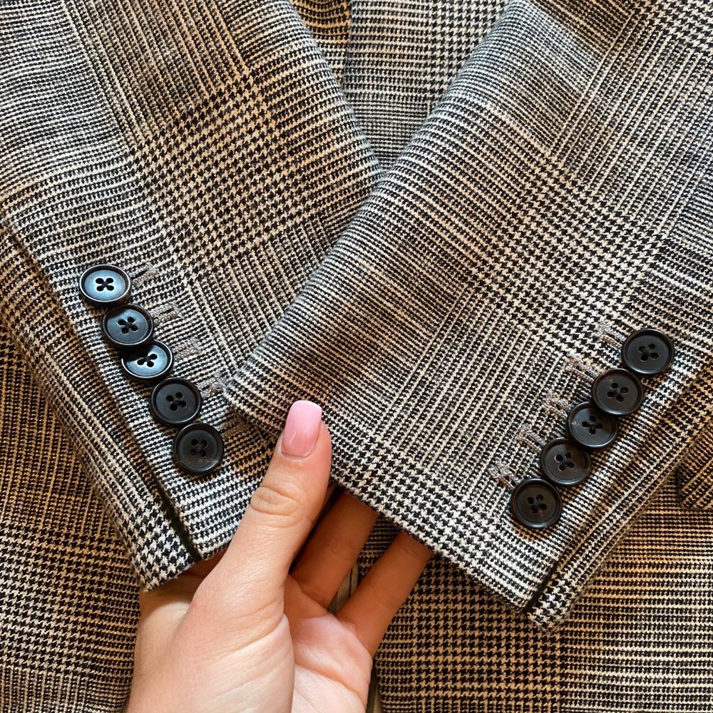 Veronica Beard Fortuna Grey Plaid Check Dickey Jacket Blazer - Size 8 - Picture 9 of 14